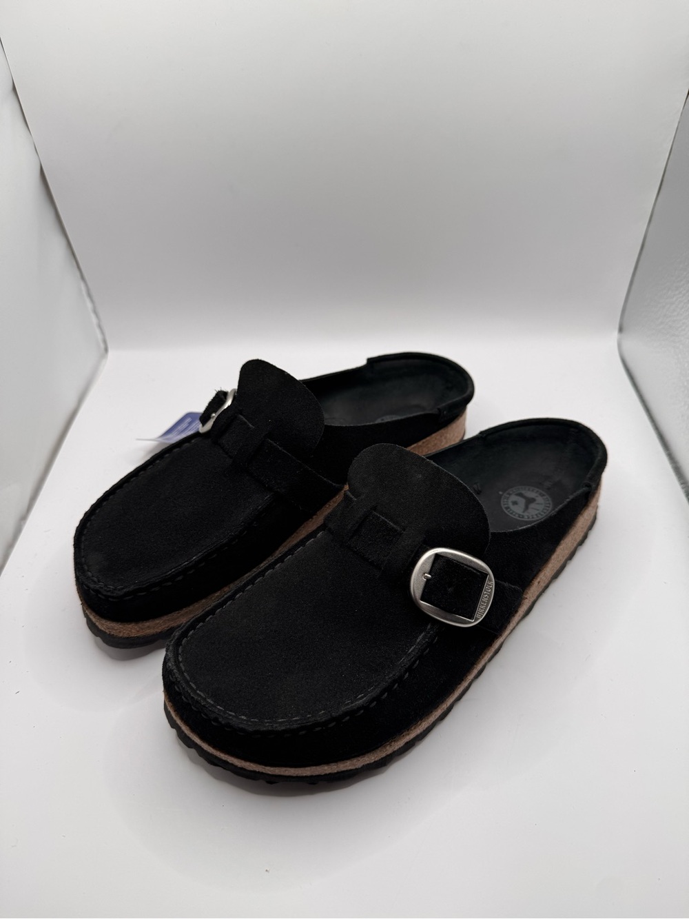 Birkenstock Black Buckley Suede Buckle Clog 38